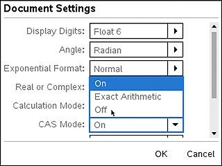 TI-Nspire disable CAS